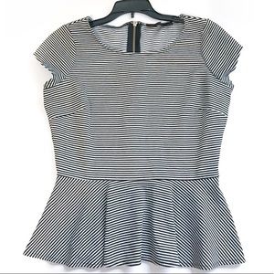 The Limited Stripes Short sleeves Peplum Blouse M